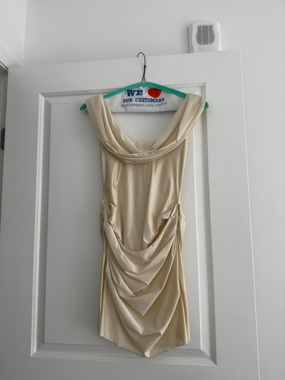 Oh Polly Cream Draped Cowl Mini Dress